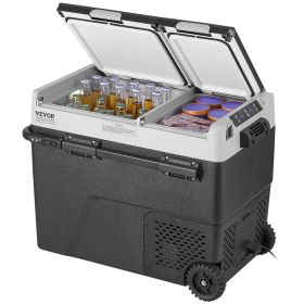 VEVOR Portable Car Refrigerator, 12 Volt Car Refrigerator Fridge, 58 L / 61.5 QT Dual Zone Portable Freezer, -4 to 68 F Adjustable Temperature